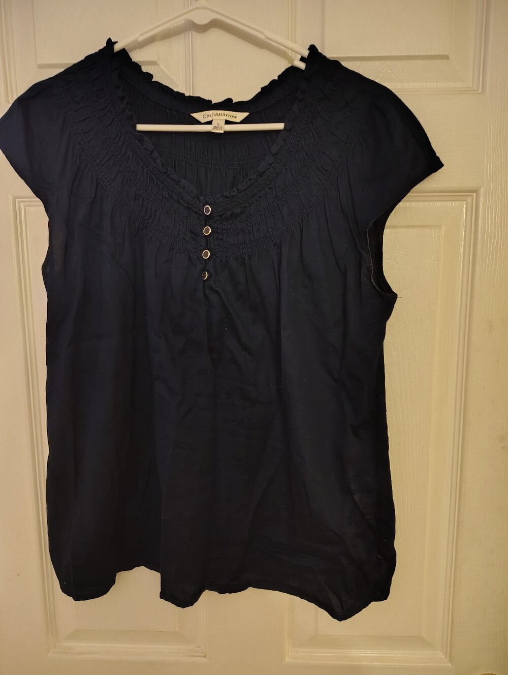 Croft & Barrow Navy Cap-Sleeve Top